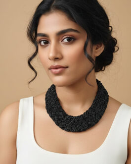 Women Vintage Braided Beads Black Coloured Necklace