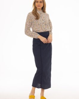 Navy Lace Trim Maxi Skirt