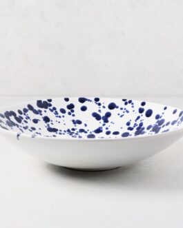 Navy Blue Splatter Stoneware Serve Bowl