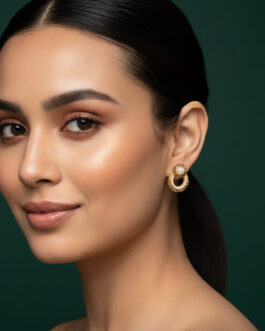 Women Golden Artificial Beaded Mini Studs