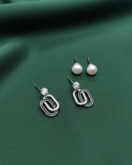 Women Pack Of 2 Silver Plated Mini Studs