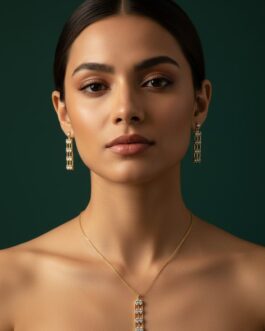 Women Artificial Stones Pendant Set With Earrings