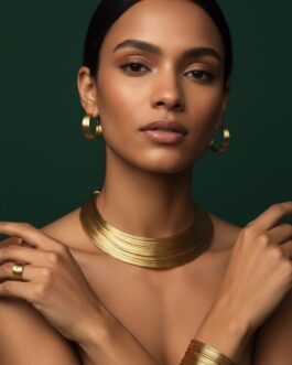 Women Contemporary Shaped Necklace And Earrings With Bracelet & Ring