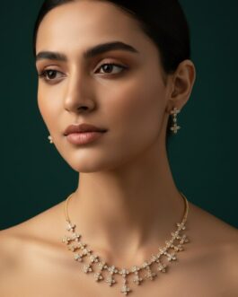 Women Fancy Artificial Stone Necklace With Earrings