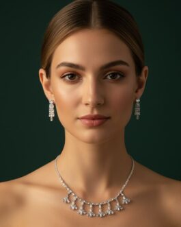 Women Trendy Diamond Stones Necklace Jewellery Set