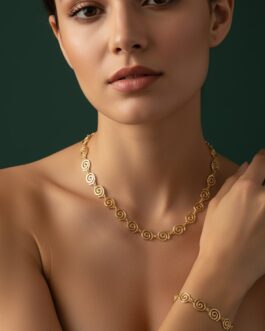 Women Unique Circular Shape Necklace With Bracelet
