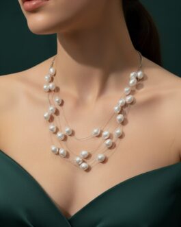 Women Antique Pearls Layered Necklace