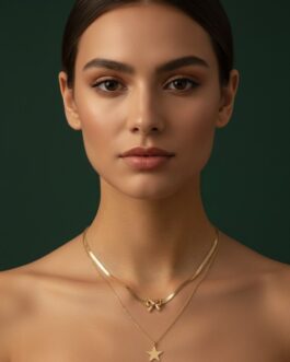 Women Fancy Star & Bow Shaped Pendant Layered Chain