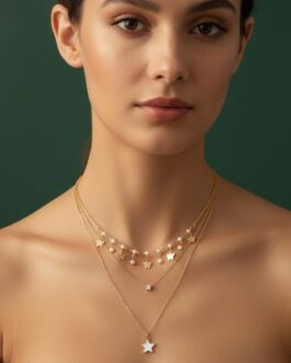 Women Fancy Star & Beaded Multi Layered Chain Necklace