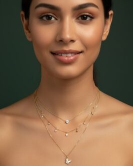 Women Fancy Gold Plated Three Layered Necklace