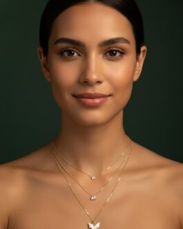 Women Beautiful Butterfly Pendant With Layered Chain Necklace