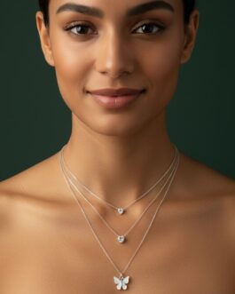 Women Trendy Silver Plated Three Layered Necklace