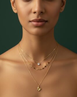 Women Unique Gold Plated Three Layered Necklace
