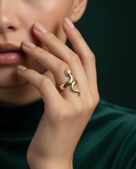 Women Stainless Steel Pleasant Snake Design Adjustable Finger Ring