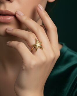 Women Beautiful Anti-Tarnish Star Fish Adjustable Ring