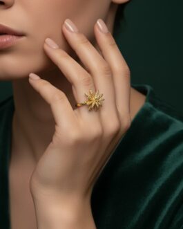 Women Beautiful Fancy Ring With Texture Flower