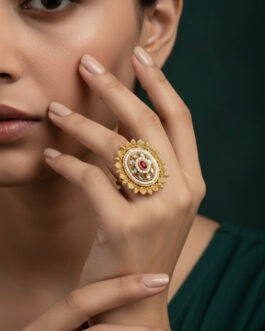 Women Gold Plated Fancy Ethnic Design Ring