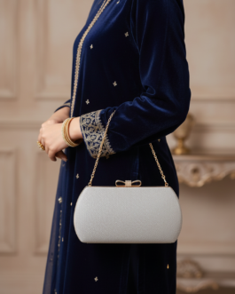 Silver Fancy Clutch For Ladies
