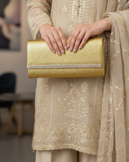 Golden Formal Clutch For Ladies