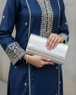 Silver Formal Clutch For Ladies