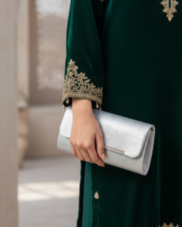 Silver Fancy Clutch For Ladies