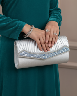 Silver Fancy Clutch For Women