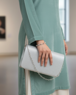 Silver Fancy Clutch For Women
