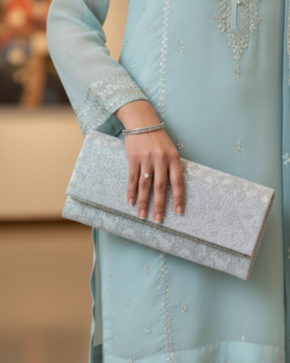 Silver Fancy Clutch For Women