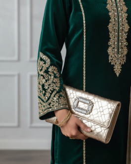Golden Formal Clutch For Ladies
