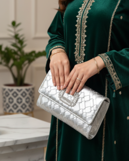 Silver Formal Clutch For Ladies