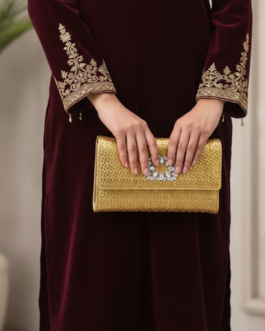Golden Formal Clutch For Ladies