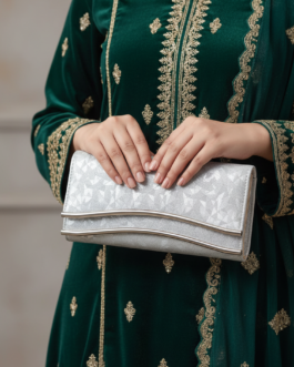 Silver Fancy Clutch For Women