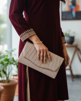Champagne Fancy Clutch For Women