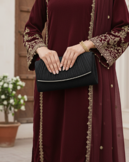 Black Fancy Clutch For Ladies