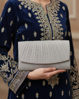 Silver Fancy Clutch For Women