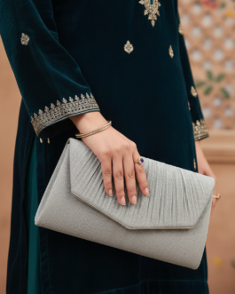 Silver Fancy Clutch For Women