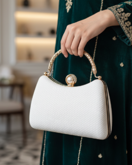 White Formal Clutch For Women
