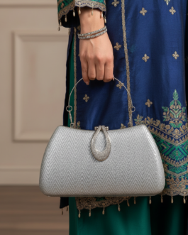 Silver Fancy Clutch For Women