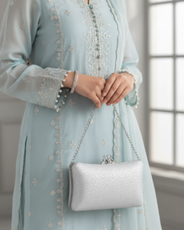 Silver Fancy Clutch For Women