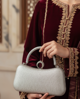 Silver Formal Clutch For Ladies