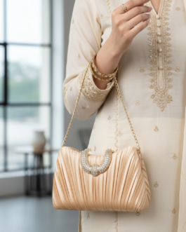 Beige Formal Clutch For Ladies