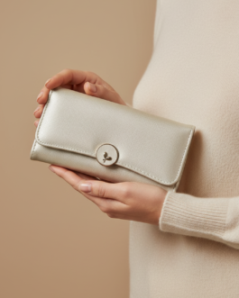 Silver Casual Wallet For Ladies