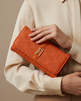 Orange Casual Wallet For Ladies