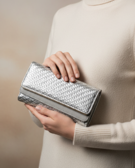 Silver Casual Wallet For Women