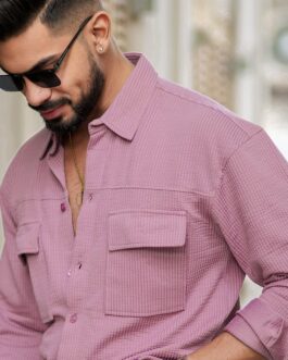 Elliot Cargo Knit Pink Lycra Full Sleeve Shirt