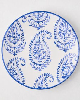 Little Wish Blue Kashmir Hand-Painted Paisley Salad Plate