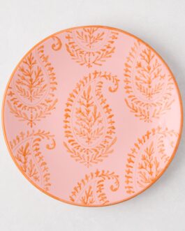 Little Wish Pink Kashmir Hand-Painted Paisley Salad Plate