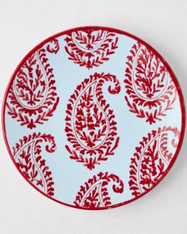 Little Wish Red Kashmir Hand-Painted Paisley Salad Plate