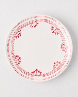 Little Wish Red Fez Hand-Painted Border Appetizer Plate