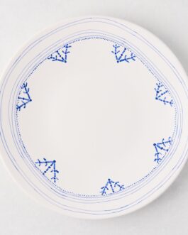 Little Wish Blue Fez Hand-Painted Border Dinner Plate